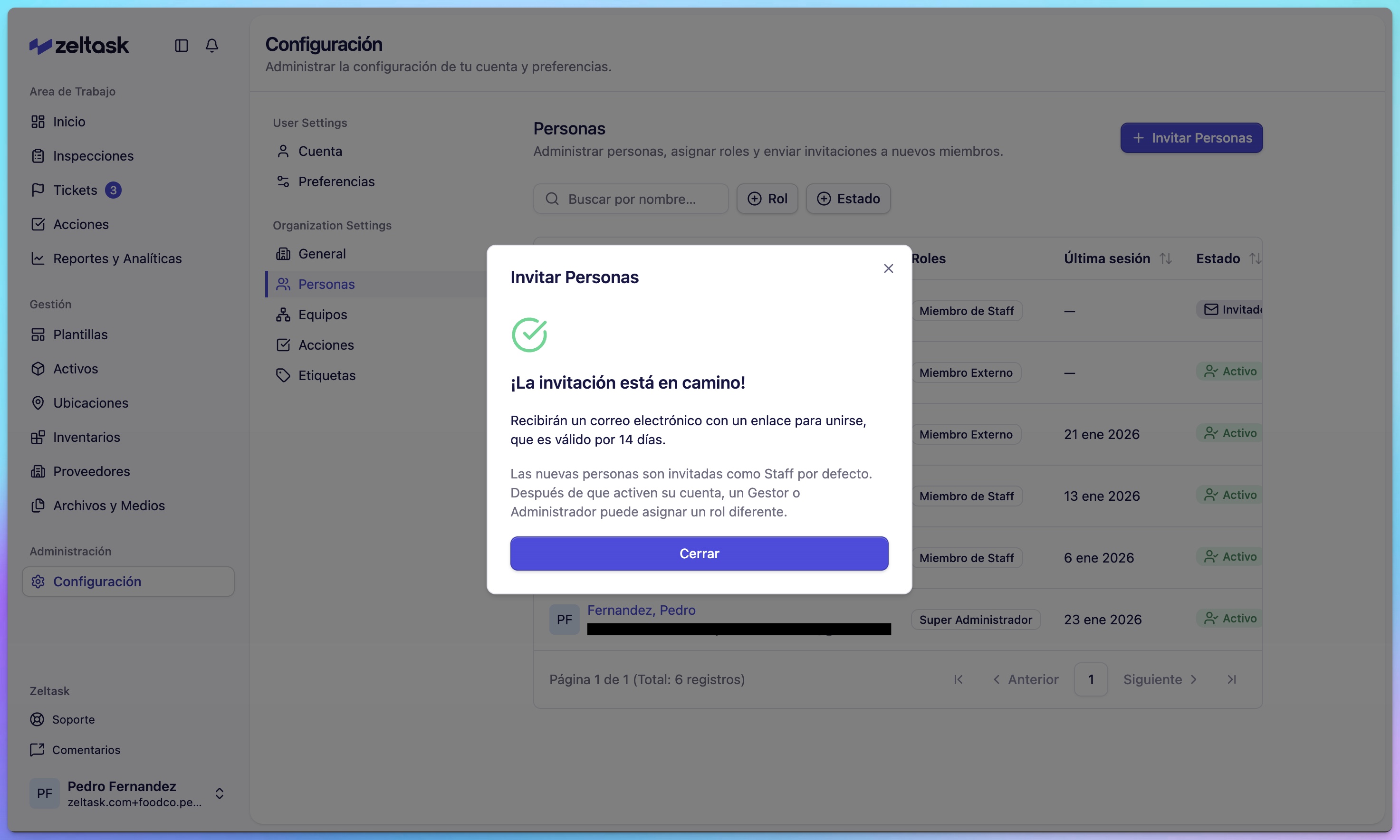 Invitation form with Send Invitation button highlighted
